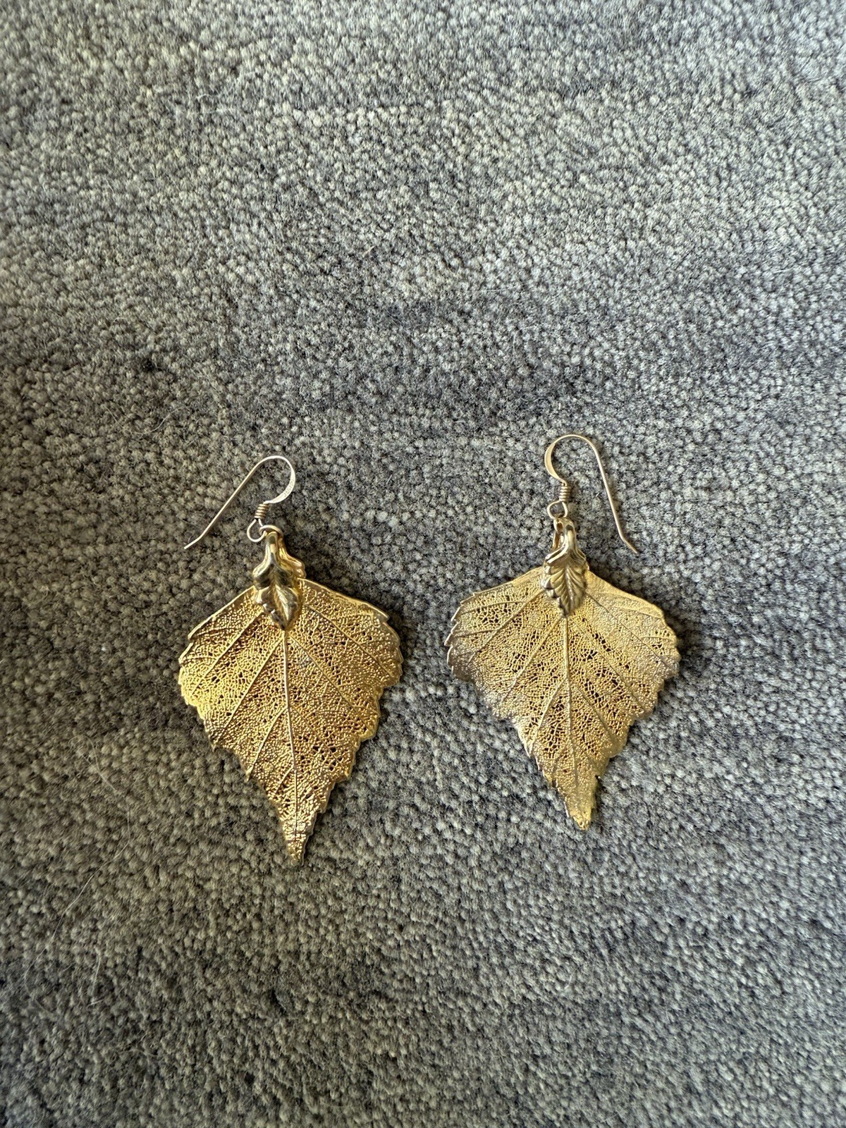 Vintage Gold Plated Leaf Leaves Gold Dipped Drop … - image 1