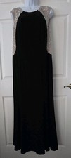 Xscape Sleeveless Black/Nude Illusion Silver Caviar Beaded Evening Dress Sz 16W
