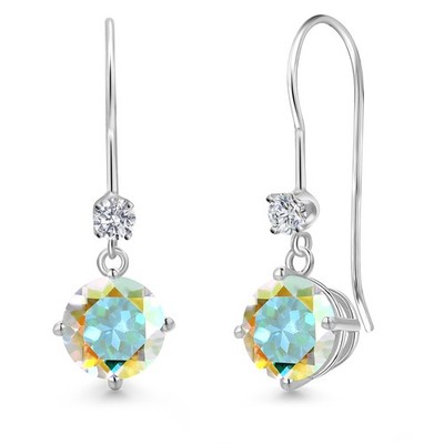 14K White Gold Mercury Mist Mystic Topaz and Lab Grown Diamond Earrings for
