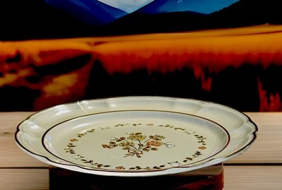 Cordella collection 27cm 皿, レトロ( 10セット) VTG. Cordella Collection Burnet Pattern Stoneware Japan 10” Dinner