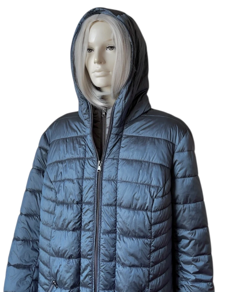 CENTIGRADE Damen Jacke Steppjacke Kapuze Reißverschluss BLAUGRAU Grösse 48 - Bild 4 von 4