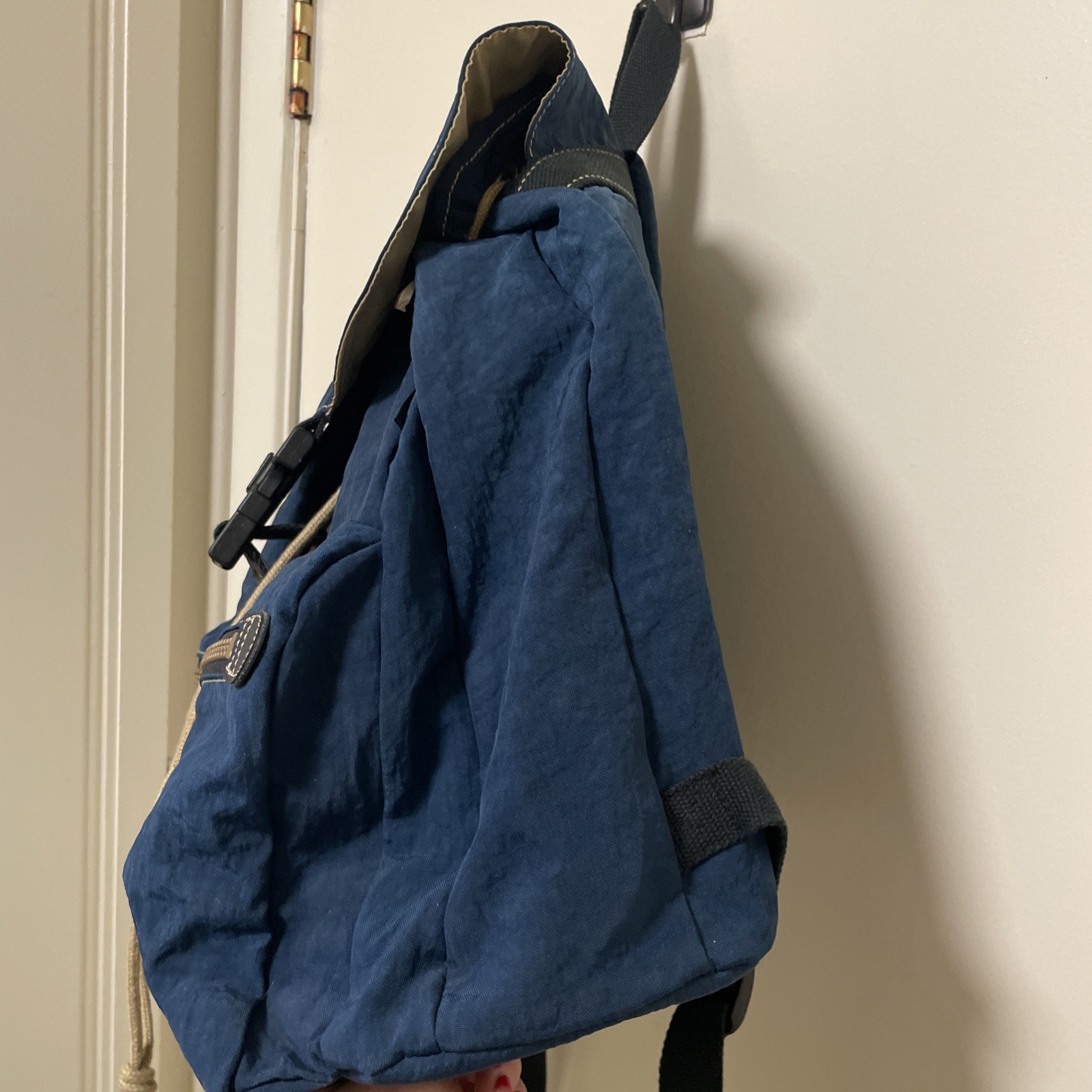 Kipling Y2K Backpack Blue Drawstring Side Zip Wat… - image 6