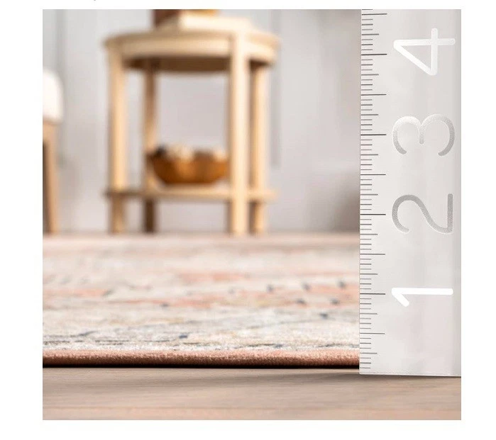 Area Rug, 5' x 8', Ivory , Transitional Medallion, Machine Washable - Image 3 of 4