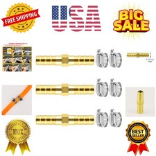 3 pcs 1/4"6mm Brass Barb Splicer Mender Hose Barb Fitting with 6 pcs Stainles...