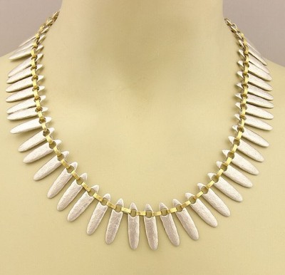 Gurhan Sunflower Sterling & 24k Gold Hammered Necklace