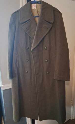 1950s French Wool Greatcoat Overcoat Vintage Military Surplus Size Men's Medium