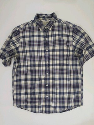 LL Bean Button Down Shirt Womens Size Small Blue Pink Plaid Classic Coastal 