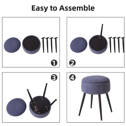 Stool with Storage Round, Foot Stools Ottoman, Foot Rest for Couch and Chair ... - Picture 7 of 7