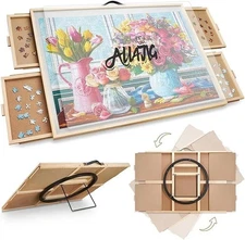 ALL4JIG 1500 Pieces 2-in-1 Tilting & Rotating Puzzle Board, 34.2" x 25.2"Adjusta