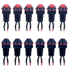 12-Pack 10mm Mini Latching Push Button Switch ON-Off AC 250V/1A 125V/2A 2Pins...