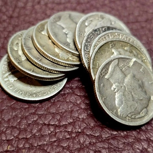 10 Mercury Dimes~Random Stack of 10 Unsearched 1916-45 VG+ *Read Description!*