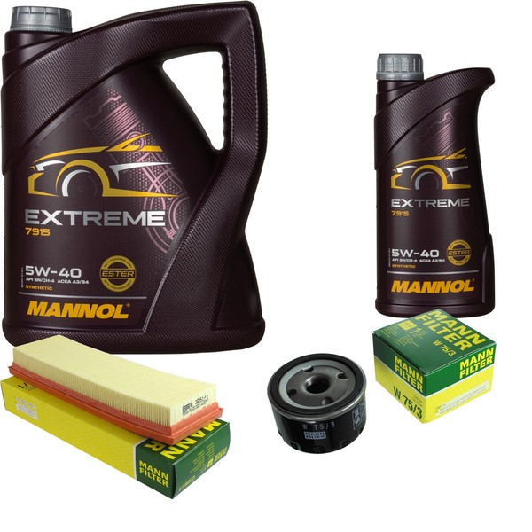 Mann Inspektionspaket 6L Mannol Extreme 5W-40 FüR Renault Megane Scenic 1.9 Dti-image