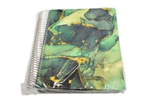 Colibri Paper Co Spiral Planner Notebook Made in USA Green Marble Tabs 2026-2027