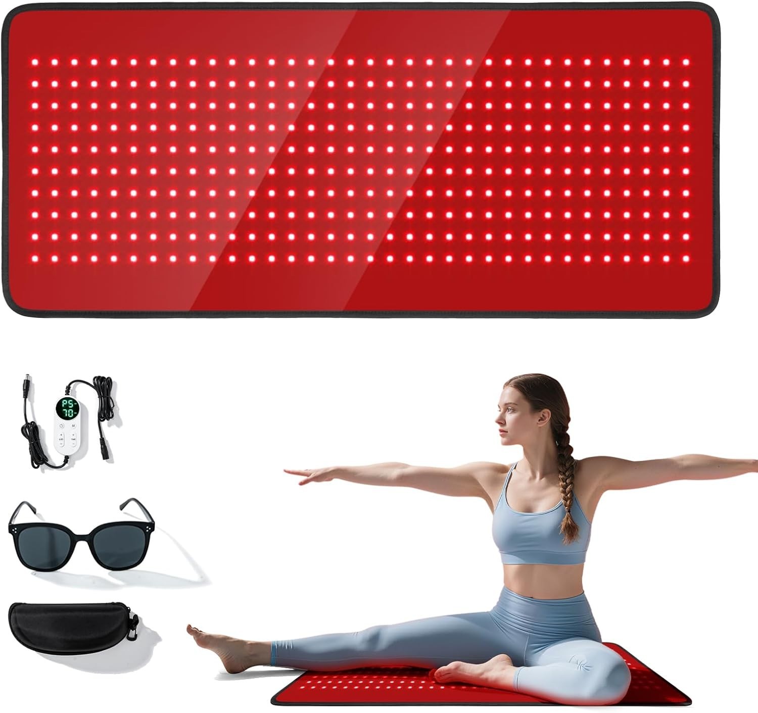 Led Infared Mat Red Light Therapy Mat for Full Body, Foldable 340 LEDs Near Infrared ...