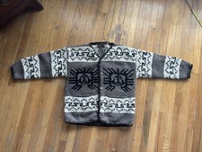 VTG 90s Rey Wear 100 Wool Chunky Cardigan Womens One Size