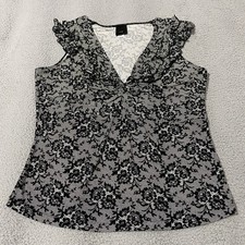 JTB Top Womens XL Black Sleeveless Floral Babydoll Grunge Fairy Whimsigoth Y2K