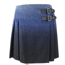 RED VALENTINO Wool Leather Belted Gradient Color Pleated Mini Wrap Skirt S A