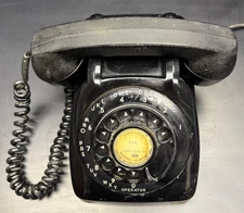 Vintage MONOPHONE Rotary Phone BLACK Automatic Electric Untested Damaged Cord