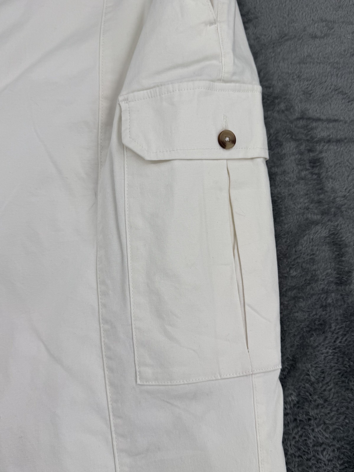 M&S Collection Cargo Utility Trousers UK 20 Regular Ivory Cotton Stretch Straigh image 2