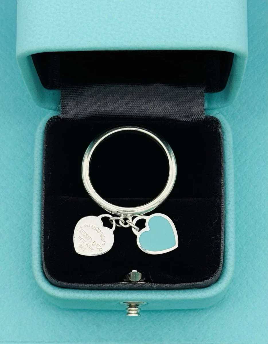 ティファニー ブルーエナメルラインリング 7号　AG925 バンドリング Tiffany & Co. 925 Silver Blue Enamel Stripe Narrow Band Ring Sz