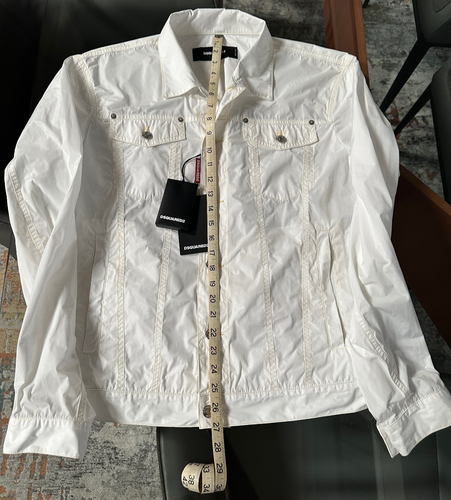 DSQUARED 2 Light Trucker Jacket 52 White Yellow Stitching - Picture 22 of 24
