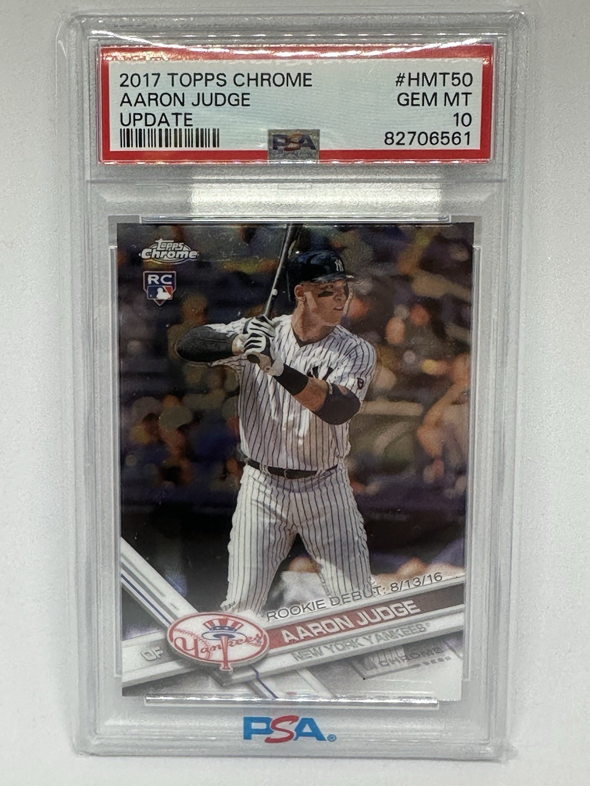 2017 Topps Chrome Update AARON JUDGE #HMT50 (Rookie Debut 8/13/16) PSA 10🔥