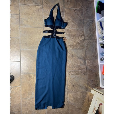 #ad y2k Cire by Landa beaded halter gown $58.00