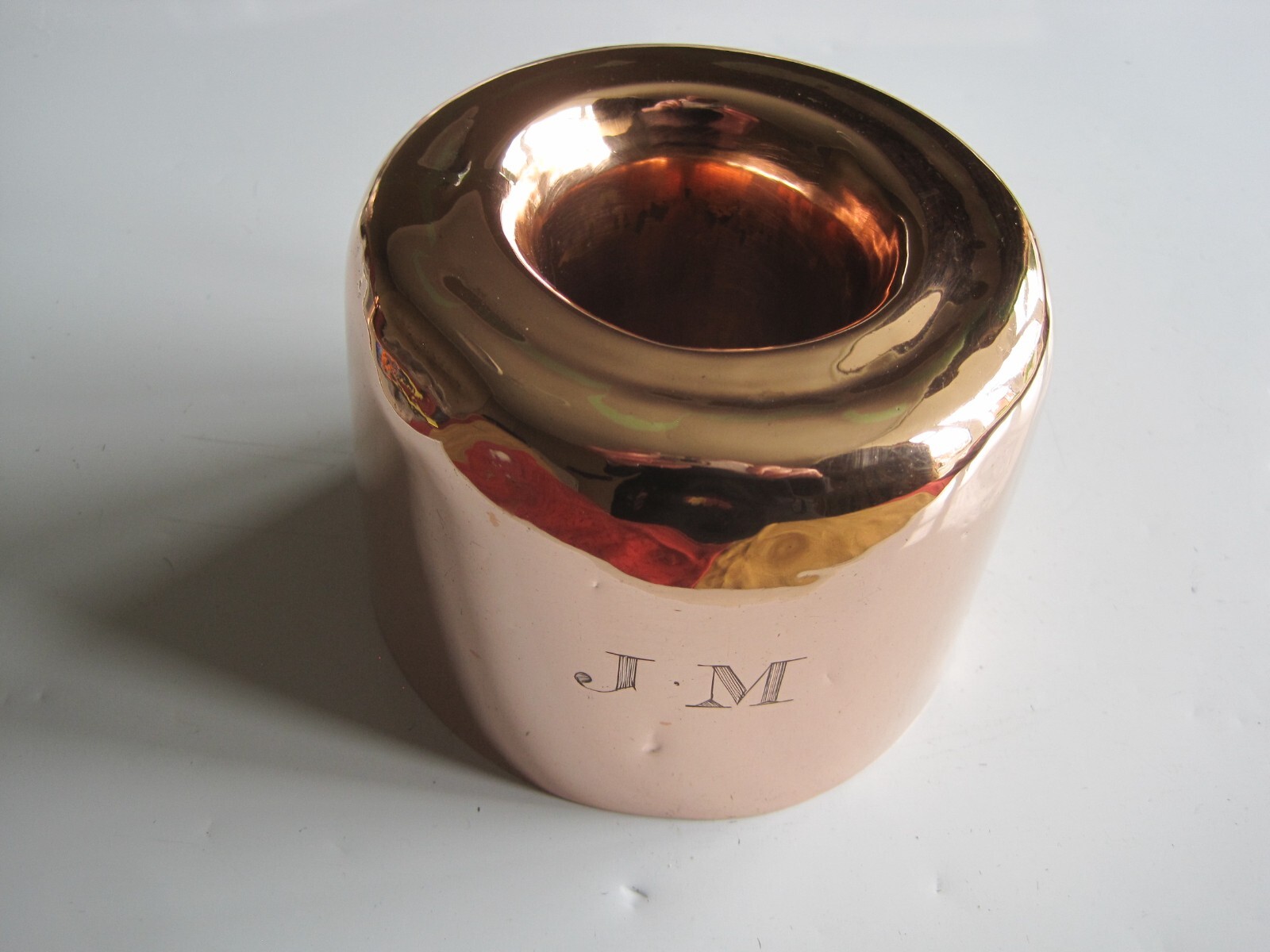 ANTIKE VIKTORIANISCHE KUPFER TIMBALE FORM - GRAVIERT "J.M" - 4 1/2" DURCHM.