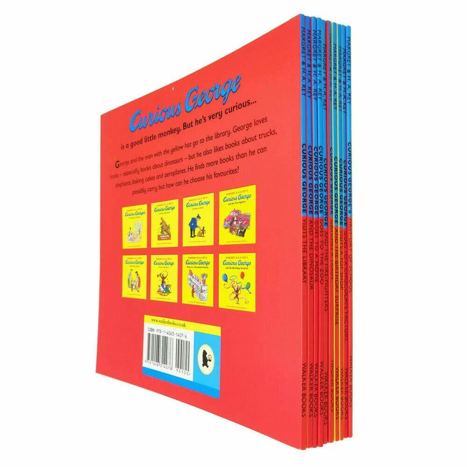 Curious George The Monkey 10 Books Set Collection Margret Rey Ages 0-5 Paperback Foto 4 de 4