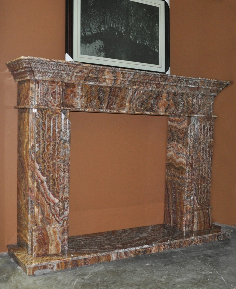 Chimenea de piedra de ónix rojo abrigo envolvente sala familiar gran habitación FPS-12 Foto 2 de 4