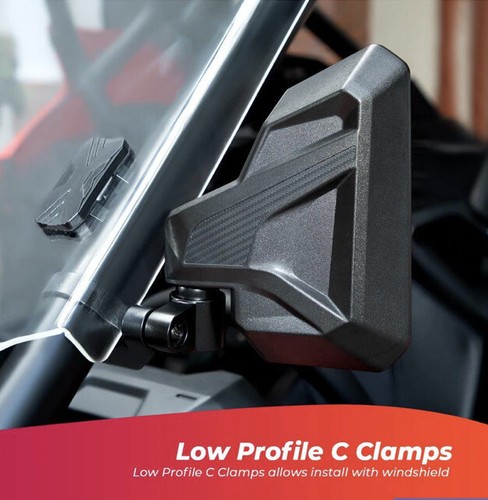 Kemimoto UTV 1.6"-1.875" Adjustable Rear View Side Mirror SKU: B0106-03501BK - Picture 6 of 8