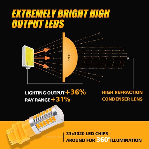 For Ford F150 F250 F350 Super Duty AUXBEAM Amber Turn Signal Light 3157 LED Bulb - Picture 9 of 12