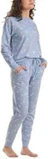 NWT SPLENDID 1697659 WOMEN'S 2 PIECE LOUNGE SET STAMPSTAR BLUE SZ S #J225