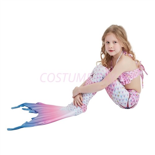 Kids Girls Mermaid Tail Swimming Costume Swimmable Monofin Swimwear Beachwear - Picture 61 of 113