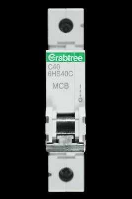CRABTREE 40 AMP CURVE C 10kA MCB CIRCUIT BREAKER 6HS40C LOADSTAR