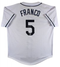 WANDER FRANCO Signed White Baseball Jersey JSA COA  Auto Tampa Rays