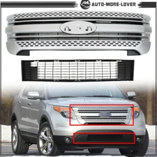 Silver Front Bumper Upper Grille Assembly For Ford Explorer 2011-2015