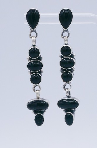 Vintage Sterling Silber 925 Onyx signiert "Mario D" Navajo Ohrhänger - Bild 2 von 10