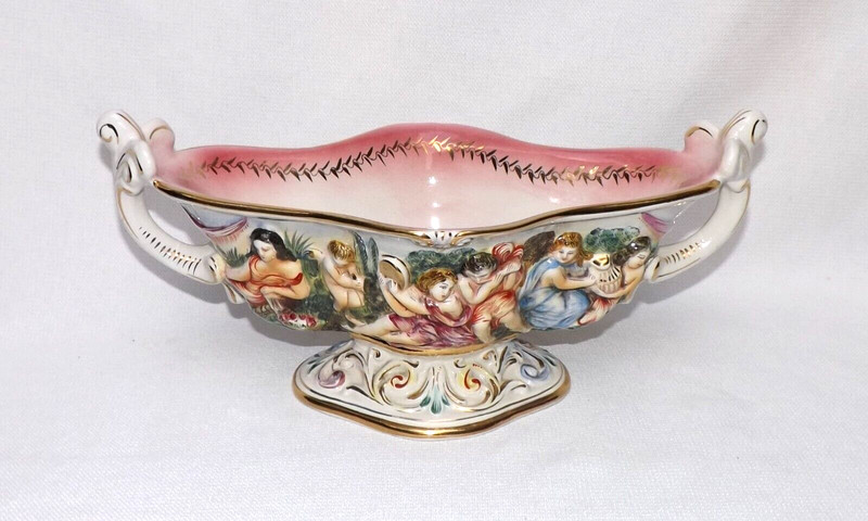 G B R Capodimonte Cherubs & Angels Statement Antique Centerpiece Bowl