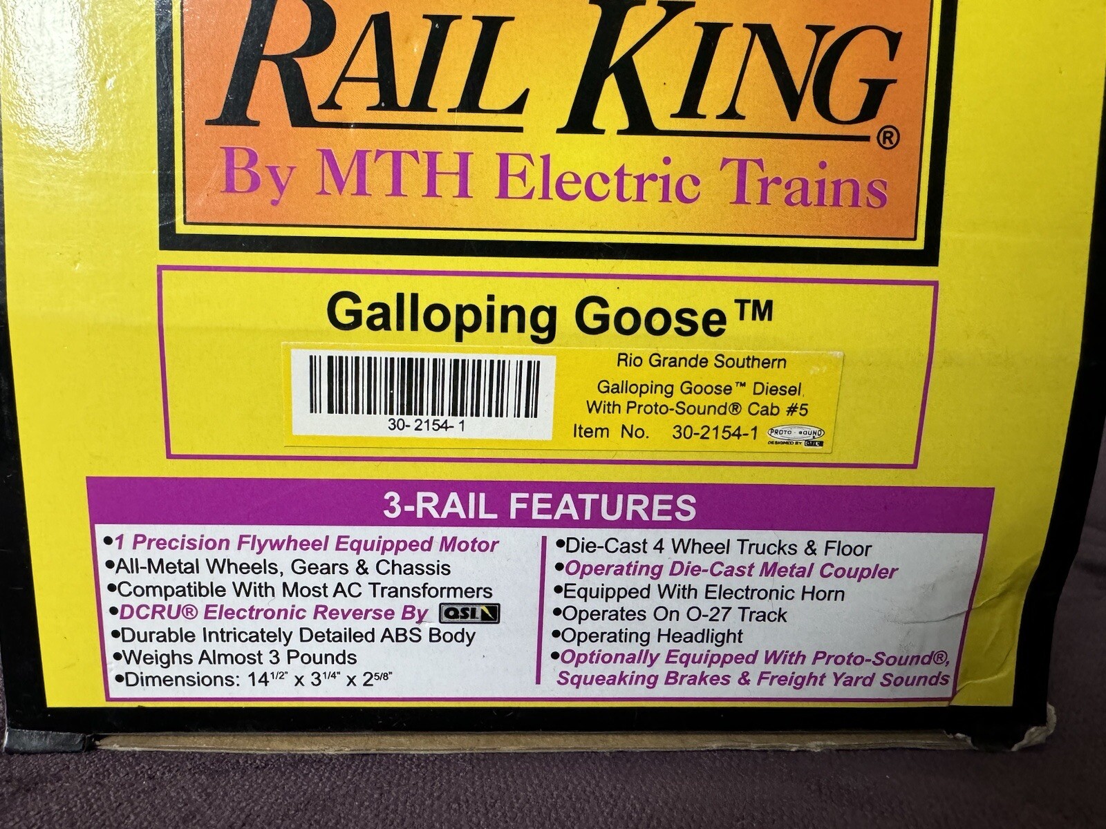Rail King By MTH Galloping Goose Rio Grand Southern Diesel W/Proto