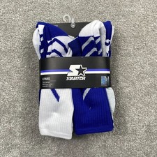 6 Pairs Starter Mens Arch Support Breathable Athletic Socks Size 6-12 Blue White