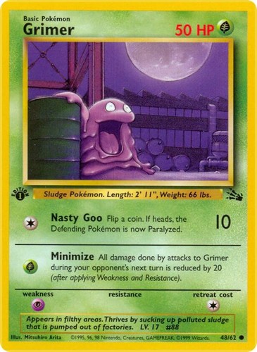 first edition grimer pokemon card Grimer (48/62) [Fossil 1st Edition] Damaged 1st Edition Normal