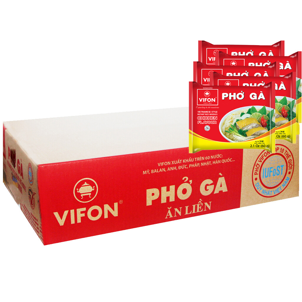 Fideos de arroz instantáneos vietnamitas Vifon sabor pollo (Pho Ga), 30 paquetes Halal