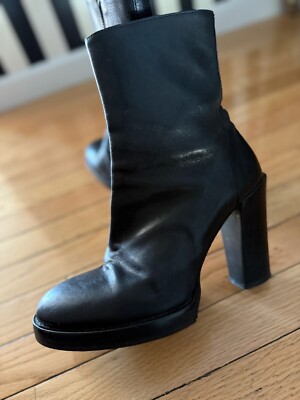 Ann Demeulemeester Classic Black leather Moto platform boots