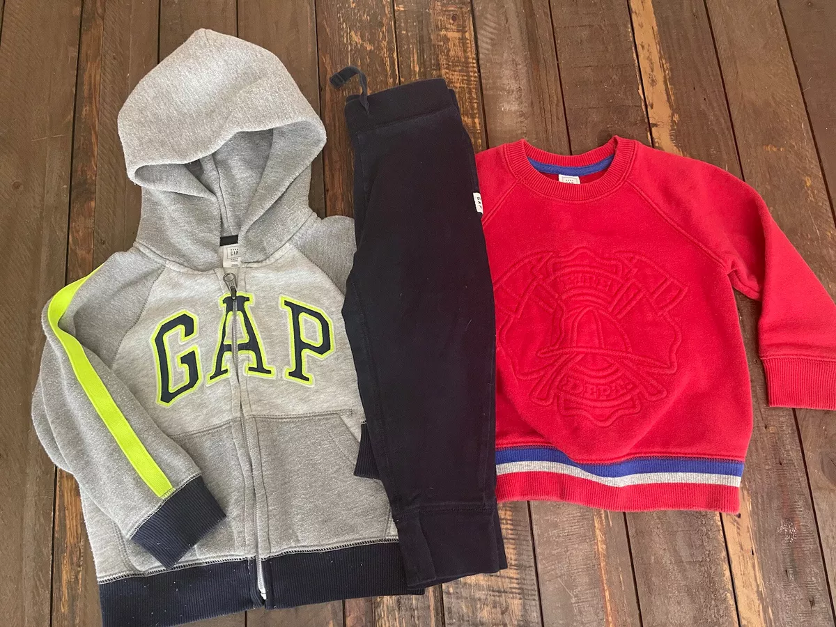 GAP Baby Toddler Boy 2T Lot. Logo Hoodie Sweater Fireman Black
