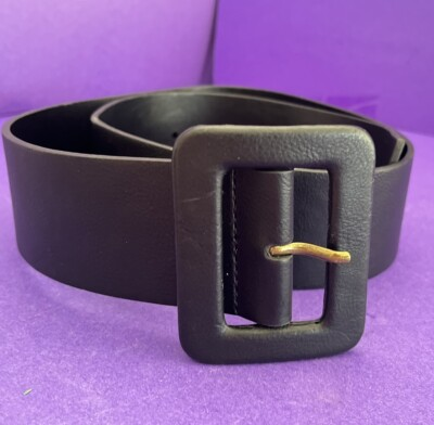 #ad Express Wide Black Fashion Belt Black Frame Buckle SIZE M L Sale $10.00