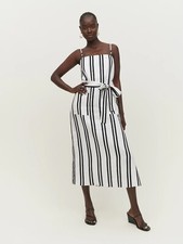 Reformation Daphne Linen Dress Pj Stripe Size Small
