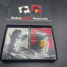 Marlboro Wild West Box Playing Cards 2 Deck Set New 1 Sealed 1991 Philip Morris
