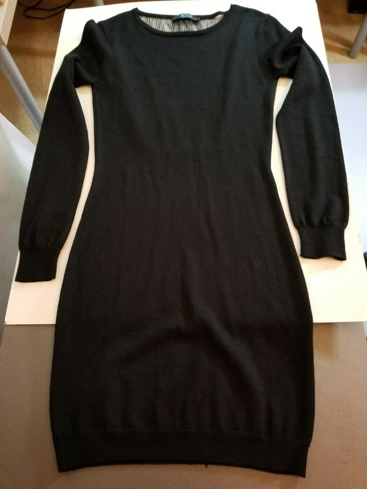Vestido hasta la rodilla Never Worn 'Sheer Back' negro Guess suave 100 % lana talla 2 Foto 3 de 4