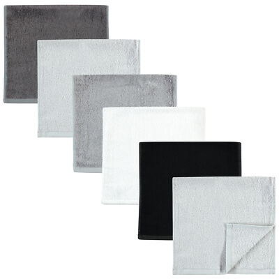 Hudson Baby Infant Rayon from Bamboo Burpcloth 6pk, Black White, One Size